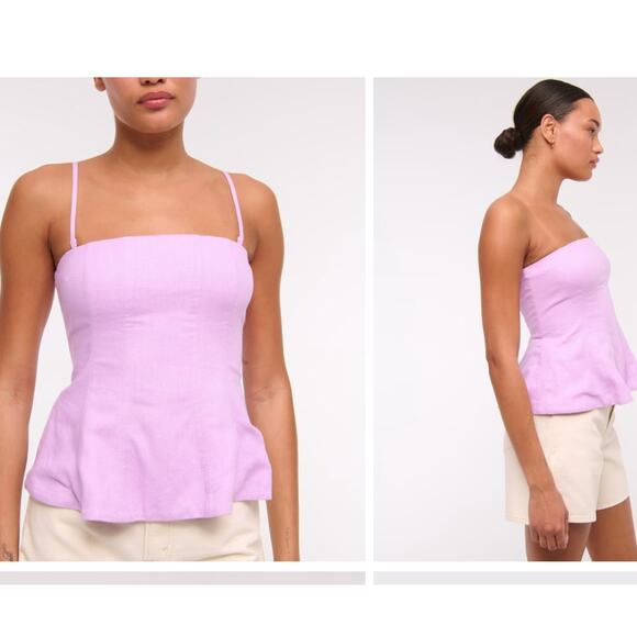 Abercrombie & Fitch Linen-Blend Peplum Top Size Medium - Picture 1 of 5